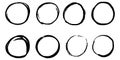 set of hand drawn vector doodle circle line sketch isolated on white background. Royalty Free Stock Photo