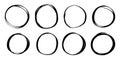 set of hand drawn vector doodle circle line sketch isolated on white background. Royalty Free Stock Photo