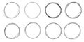 Set of hand drawn vector doodle circle line sketch isolated on white background. Royalty Free Stock Photo