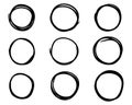Set of hand drawn vector doodle circle line sketch isolated on white background Royalty Free Stock Photo