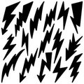 Set of hand drawn vector doodle electric lightning bolt symbol sketch illustrations. vector illustration Royalty Free Stock Photo