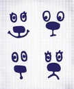 Set of hand drawn vector emoticons or smileys Royalty Free Stock Photo