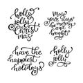 Set of hand drawn vector quotes. Holly jolly Christmas, May your Royalty Free Stock Photo