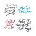 Set of hand drawn vector quotes. Merry Christmas .Let it snow. Royalty Free Stock Photo