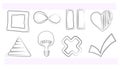 Set of hand drawn vector signs and symbols in line art, music media controlls Royalty Free Stock Photo