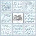 Set of hand drawn vector textures of water surface