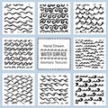 Set of hand drawn vector textures of water surface