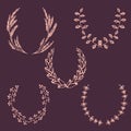 Set of hand-drawn vector wreaths