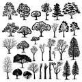 Set of Hand Drawn Vintage Trees