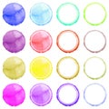 Set of Hand drawn watercolor circle frames. Royalty Free Stock Photo