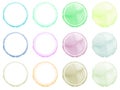 Set of Hand drawn watercolor circle frames. Royalty Free Stock Photo