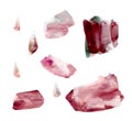 Set of Red hand drawn watercolor stains Royalty Free Stock Photo