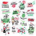 Set of hand drawn watercolor summer badges and elements Royalty Free Stock Photo