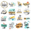 Set of hand drawn watercolor summer signs and banners Royalty Free Stock Photo