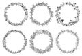 Set of Hand drawn wild flower wreath vector. Royalty Free Stock Photo