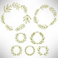 Set of hand drawn wreaths. Cute collection of floral design elements. Royalty Free Stock Photo