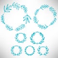 Set of hand drawn wreaths. Cute collection of floral design elements. Royalty Free Stock Photo
