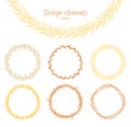 Set of hand drawn wreaths. Design elements for invitations