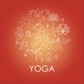 Set of hand drawn yoga and wellness line icons. Royalty Free Stock Photo