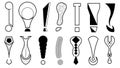 Set Hand Draws Collection Doodle Different Black Exclamation Marks Vector Design Cartoon Interrogation Icons Sketch