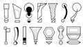 Set Hand Draws Collection Doodle Different Black Exclamation Marks Vector Design Cartoon Interrogation Icons Sketch Royalty Free Stock Photo