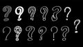 Set Hand Draws Collection Doodle Different Black Question Marks Vector Design Cartoon Interrogation Icons Sketch