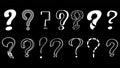 Set Hand Draws Collection Doodle Different Black Question Marks Vector Design Cartoon Interrogation Icons Sketch