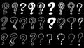 Set Hand Draws Collection Doodle Different Black Question Marks Vector Design Style Icons Sketch
