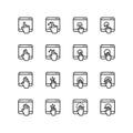 Set of hand gesture in pen tablet line icon design vector.