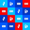 Set Hand holding with credit card, POS terminal, Price tag text Sale and Paper money cash icon. Vector Royalty Free Stock Photo