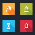 Set Hand holding Earth globe, Target, Chess and icon. Vector Royalty Free Stock Photo