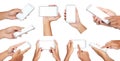 Set of hand holding mobile smart phone with blank screen Royalty Free Stock Photo