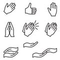 Set of hand icon. Vector linear illustration on the white background. Royalty Free Stock Photo