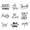 Set of hand lettered inspirational andd motivational quotes.