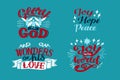 Set with hand lettering Bible verse Glory to God with angels, Joy the world.