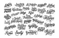 Set of hand lettering. Biggest cities in the world. Kiev, Almaty, London, Lisbon, Paris, Tokyo, Moscow, New York, Buenos