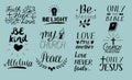 Set of 12 Hand lettering christian quotes Only Jesus. Love one another. Church ministry. Alleluia. Be light. Bible. Faith, hope. P