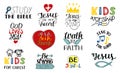 Set of 12 Hand lettering christian quotes Jesus is my king, Study the bible, Walk by faith, Kids ministry, Sing to the