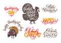 Set of hand lettering inscriptions to thanksgiving day