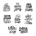 Set of hand lettering quotes for Christmas cards. Warm winter wishes text. Happy New Year. Vector illustration Royalty Free Stock Photo