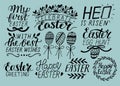 Set of 9 hand lettering about Easter. He is risen. Egg hunt. Celebrate.