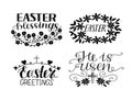 Set of 4 hand lettering quotes. He is risen. Easter blessings.