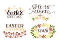 Set of 4 hand lettering quotes. He is risen. Easter blessings.