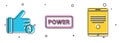 Set Hand like, Power button and Tablet icon. Vector Royalty Free Stock Photo