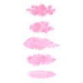 Set of hand painted pink vector watercolor brush stroke textures