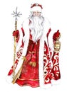 Watercolor Russian Santa Claus