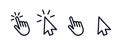 Set of hand pointer and arrow cursor mouse clicking flat icon symbol. Hand clicking icon collection. Pointer click icon. Hand icon Royalty Free Stock Photo