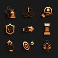 Set Hand with pointing finger, Target, Head hunting, Chess, Shield flag, for search people and icon. Vector