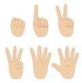 Set hand, showing different number on white background