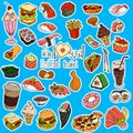 Set hand sketches doodle food fast food and sushi, vector set for your design.